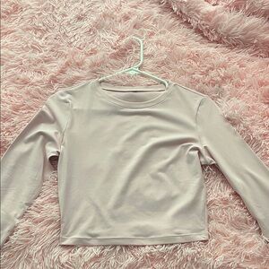 Cropped Long Sleeve Top - Light Blush Pink